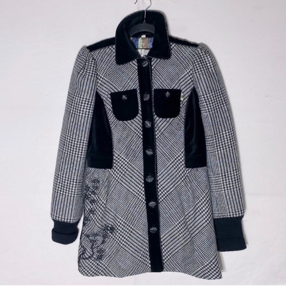 St. Martins Black & White Houndstooth Button Up Jacket S - Picture 16 of 16